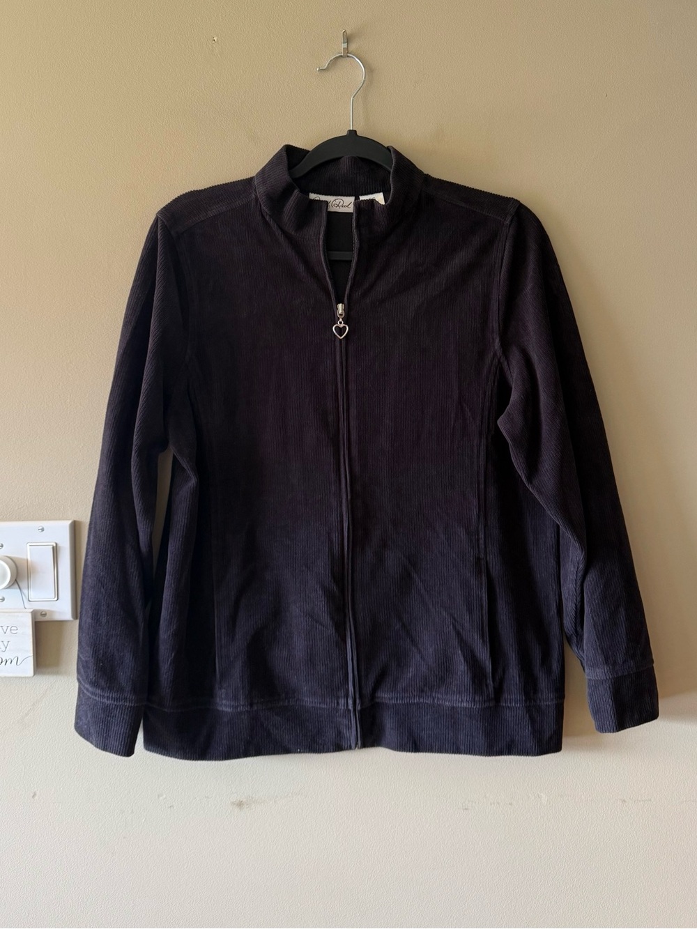 Carroll Reed Black Ribbed Zip-Front Sweater Jacket - Picture 5 of 14